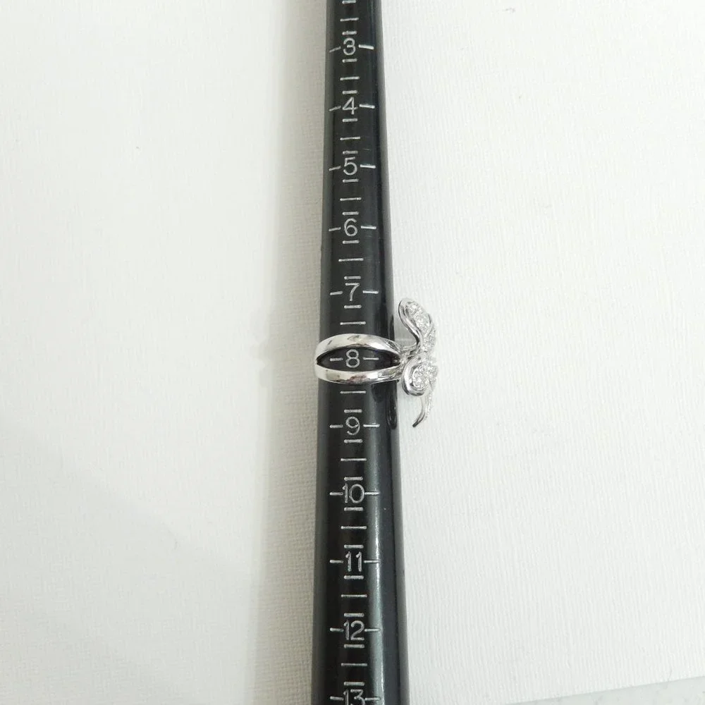 New Lia Sophia Ring Wild Rose Silver Crystal Flower Glam Bling Size 8